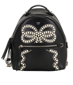 Romantic Bow Mini Backpack, Leather, Black, 8BZ038,DB, 2*